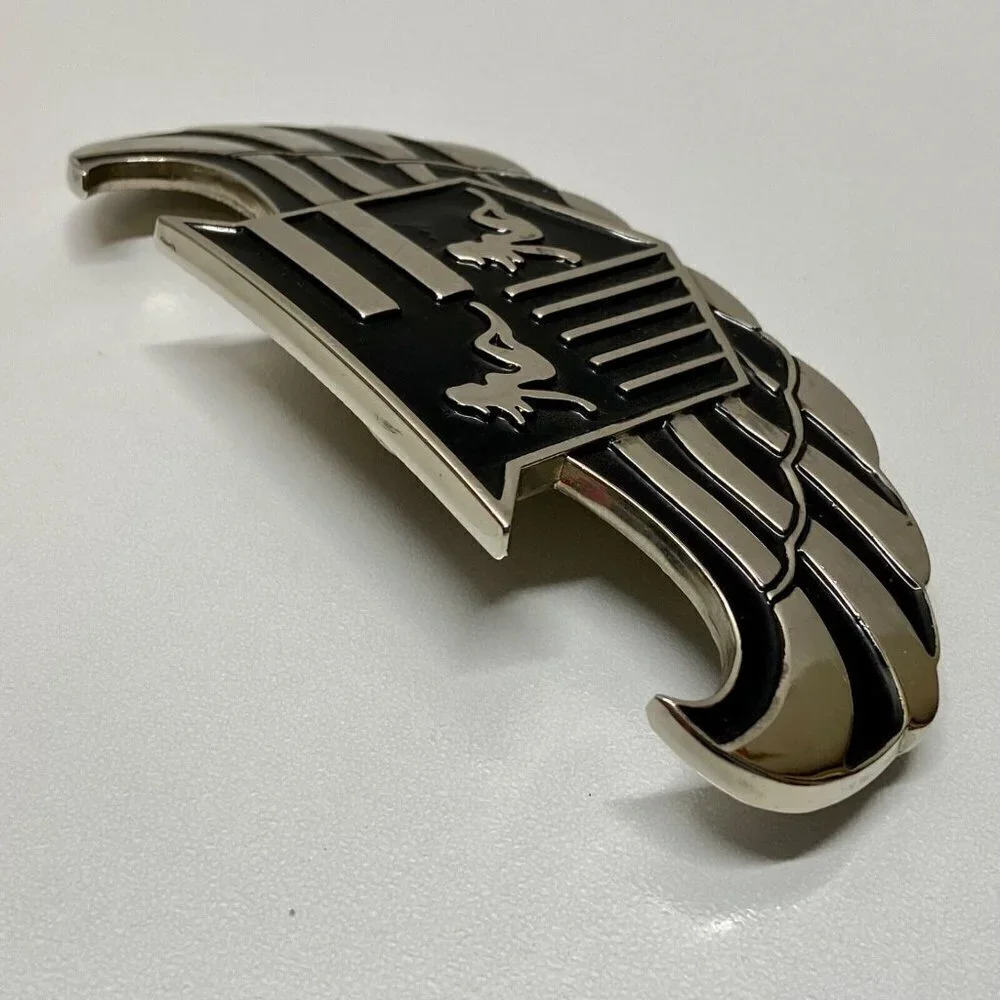 Cadillac 187 INC. Belt Buckle Bottle Opener Tool 5” Chrome Black Winged Logo Vtg